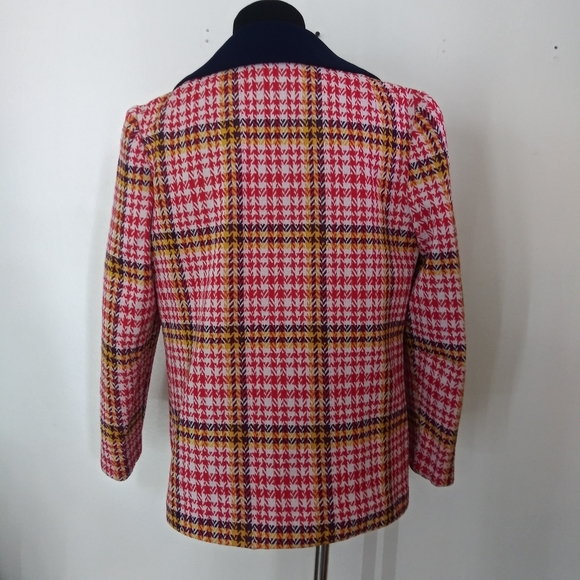 Vintage union made plaid double Knit open front jacket - Picture 7 of 12